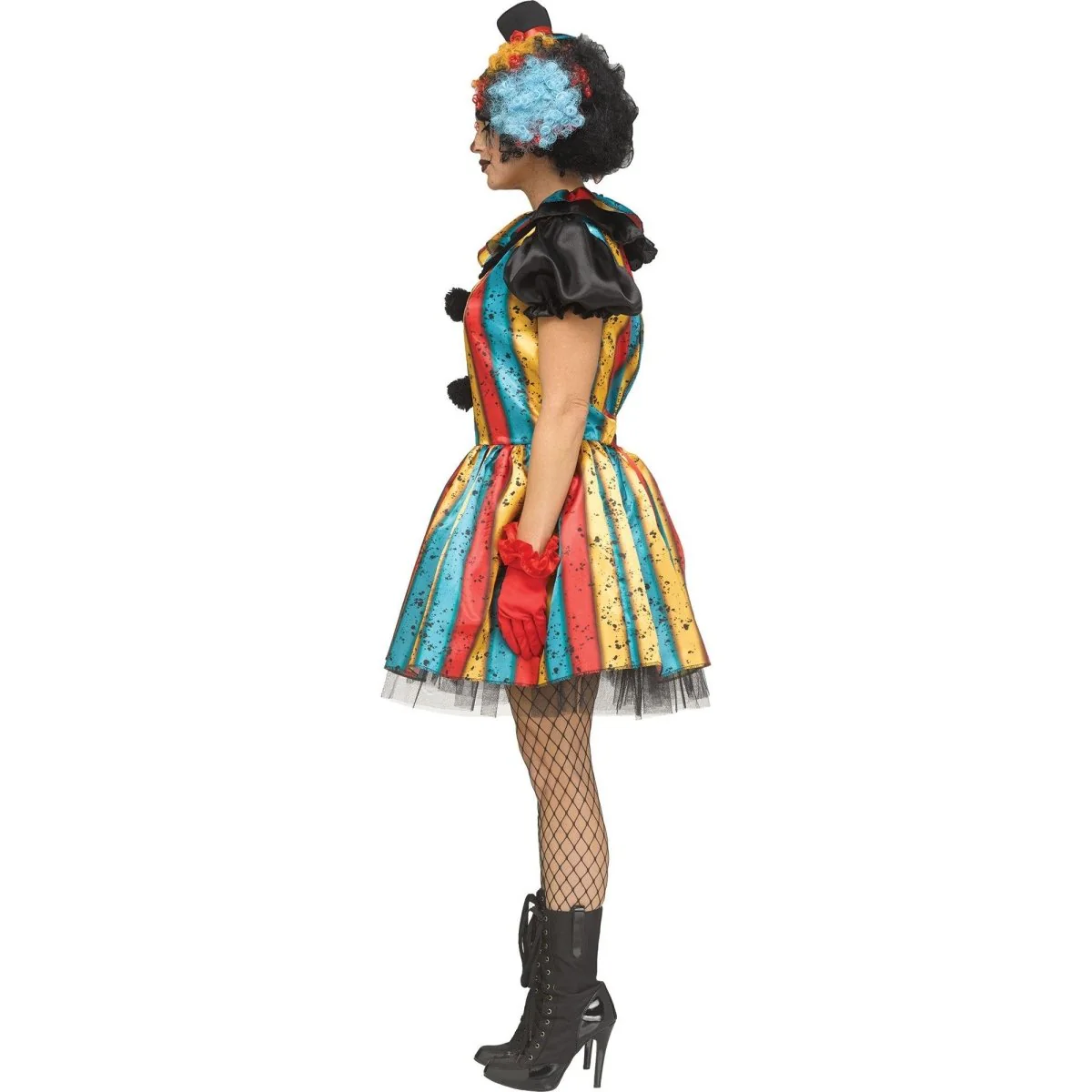 Carny Clown Costume for Adults, Multicolored Dress - Image 4