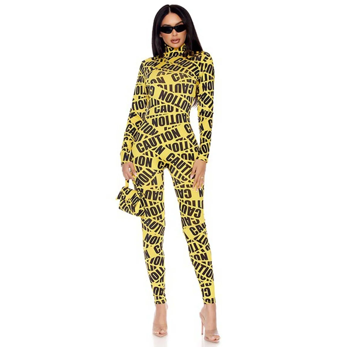Caution Tape Costume for Adults, Jumpsuit - Image 3