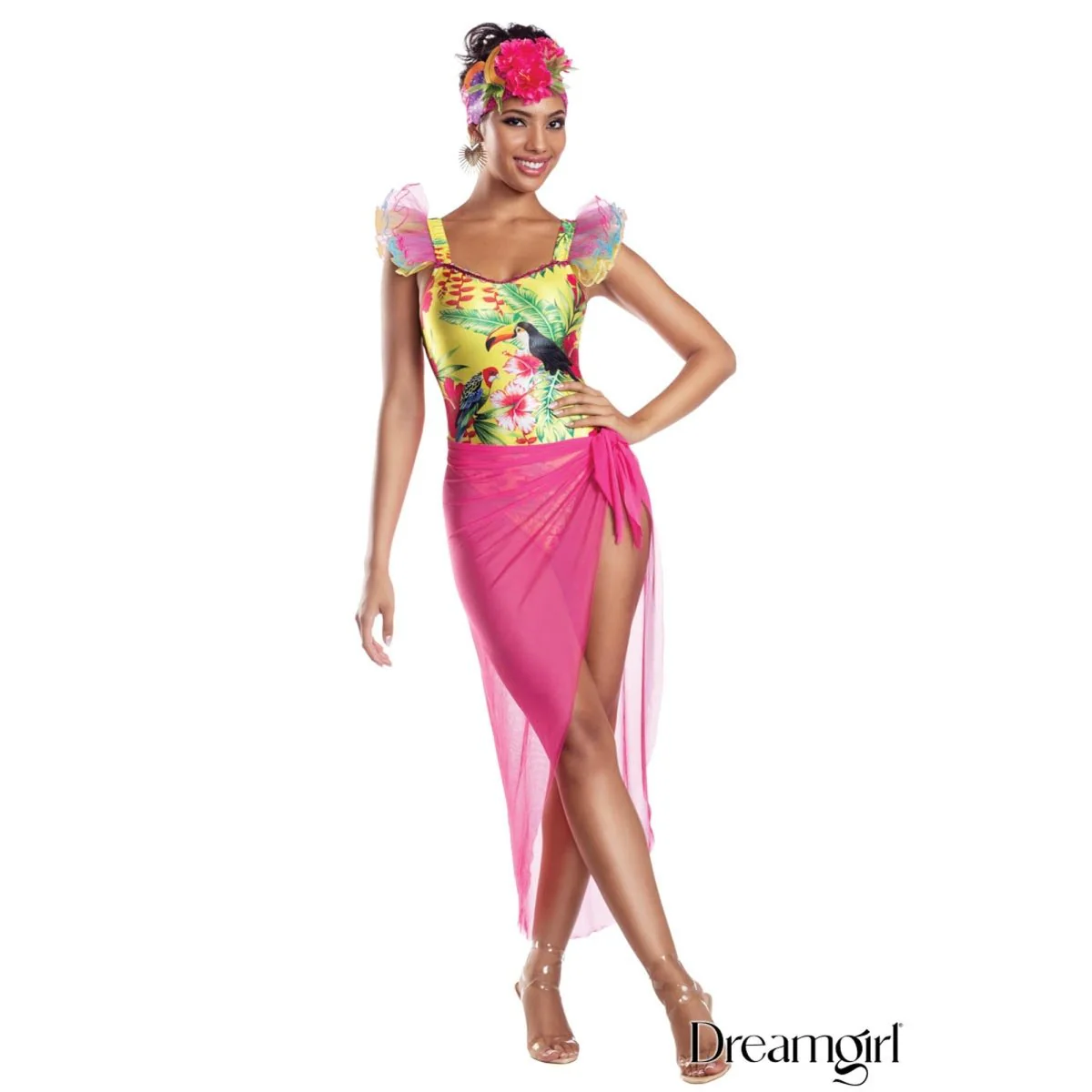 Chiquita Costume for Adults, Floral Bodysuit