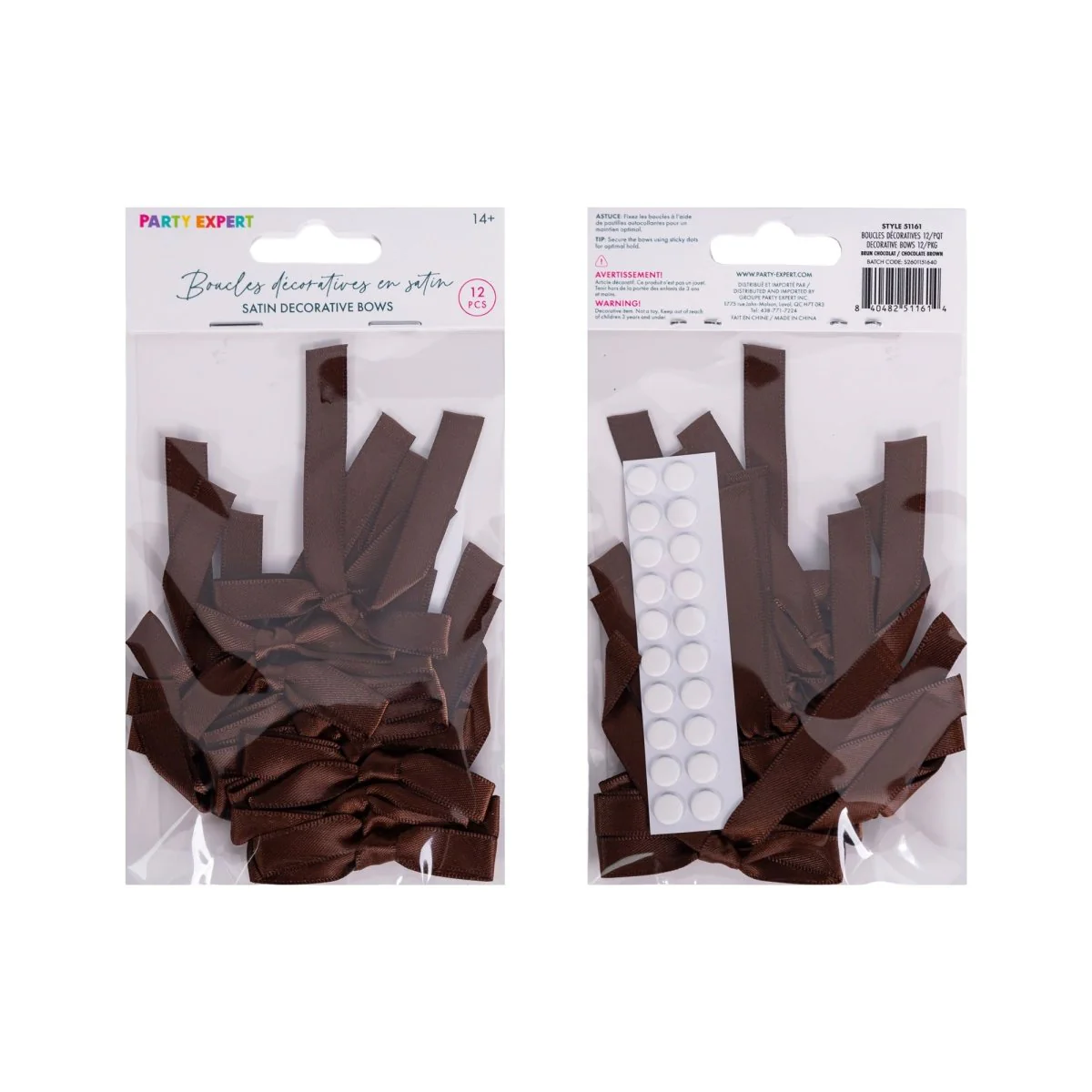 Chocolate Brown Satin Decorative Bows, 3.5 Inches, 12 Count - Image 3