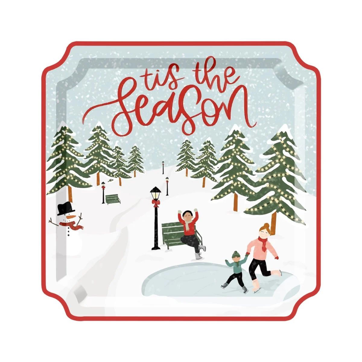 Christmas at the Chalet Large Square Lunch Paper Plates, 10.5 Inches, 8 Count