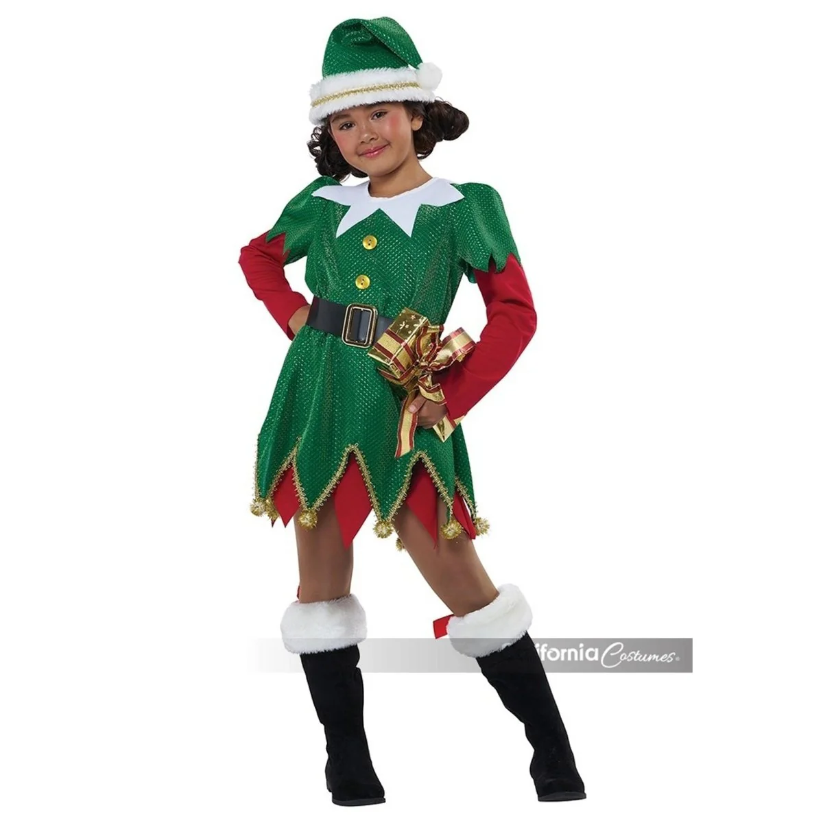 Christmas Cutie Classic Costume for Kids, Jacket, Belt, Shoe Cuffs and Hat