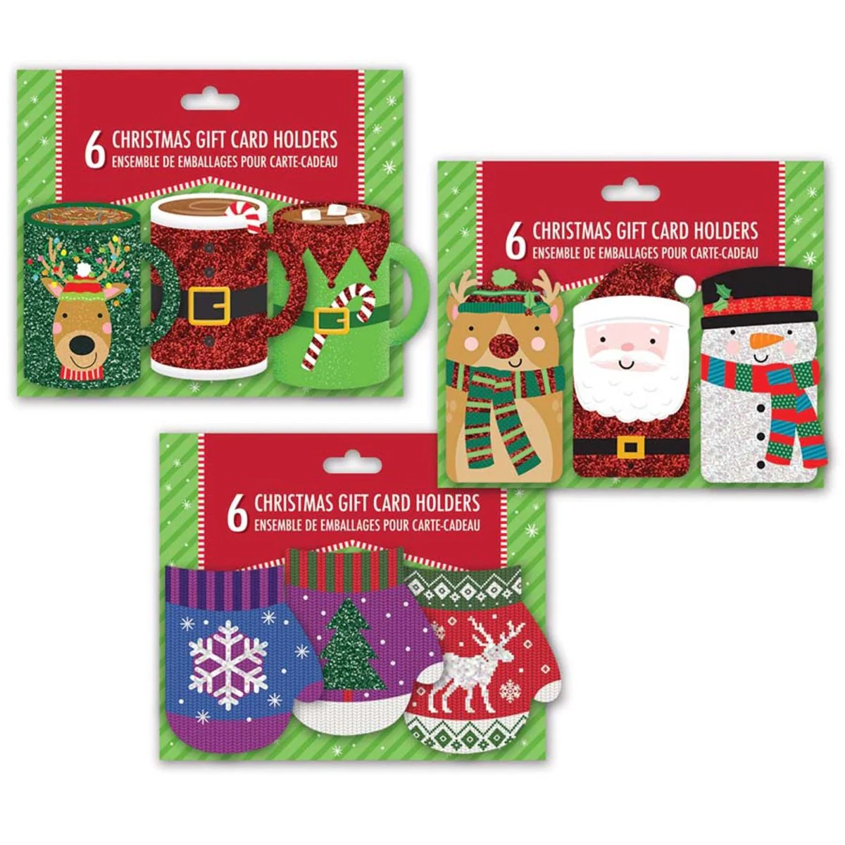 Christmas Gift Card Holders, Assortment, 6 Count