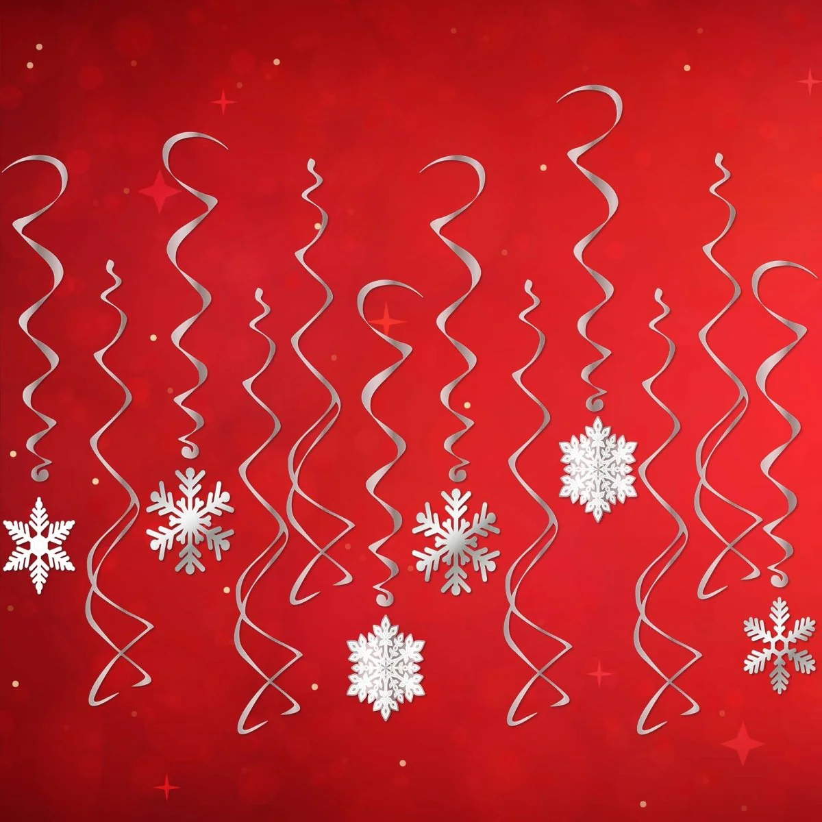 Christmas Snowflake Spiral Decoration Kit with Cutouts, 5.1 x 5.5 Inches, 12 Count - Image 2
