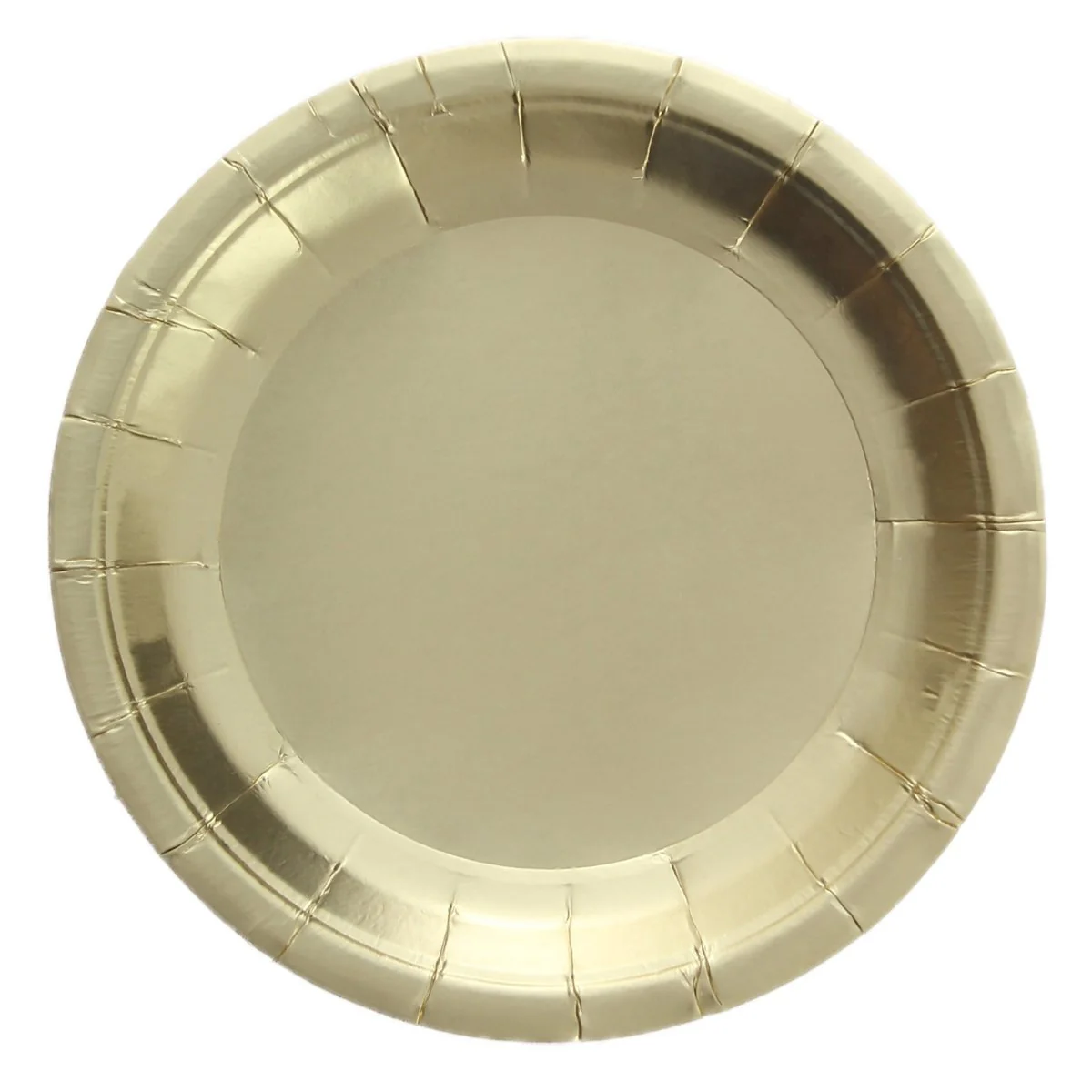 Chrome Gold Large Round Lunch Paper Plates, 9 Inches, 8 Count