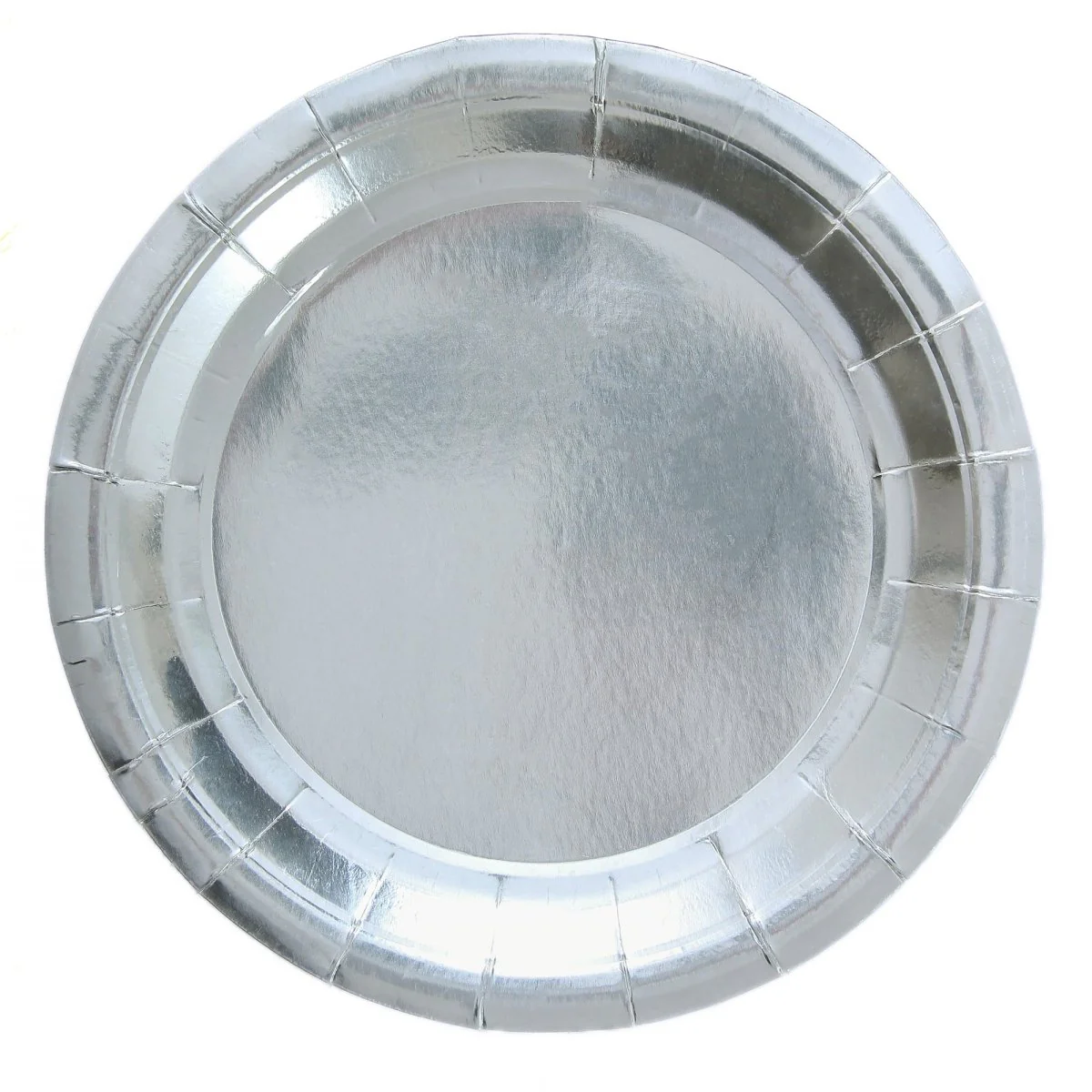 Chrome Silver Large Round Lunch Paper Plates, 9 Inches, 8 Count