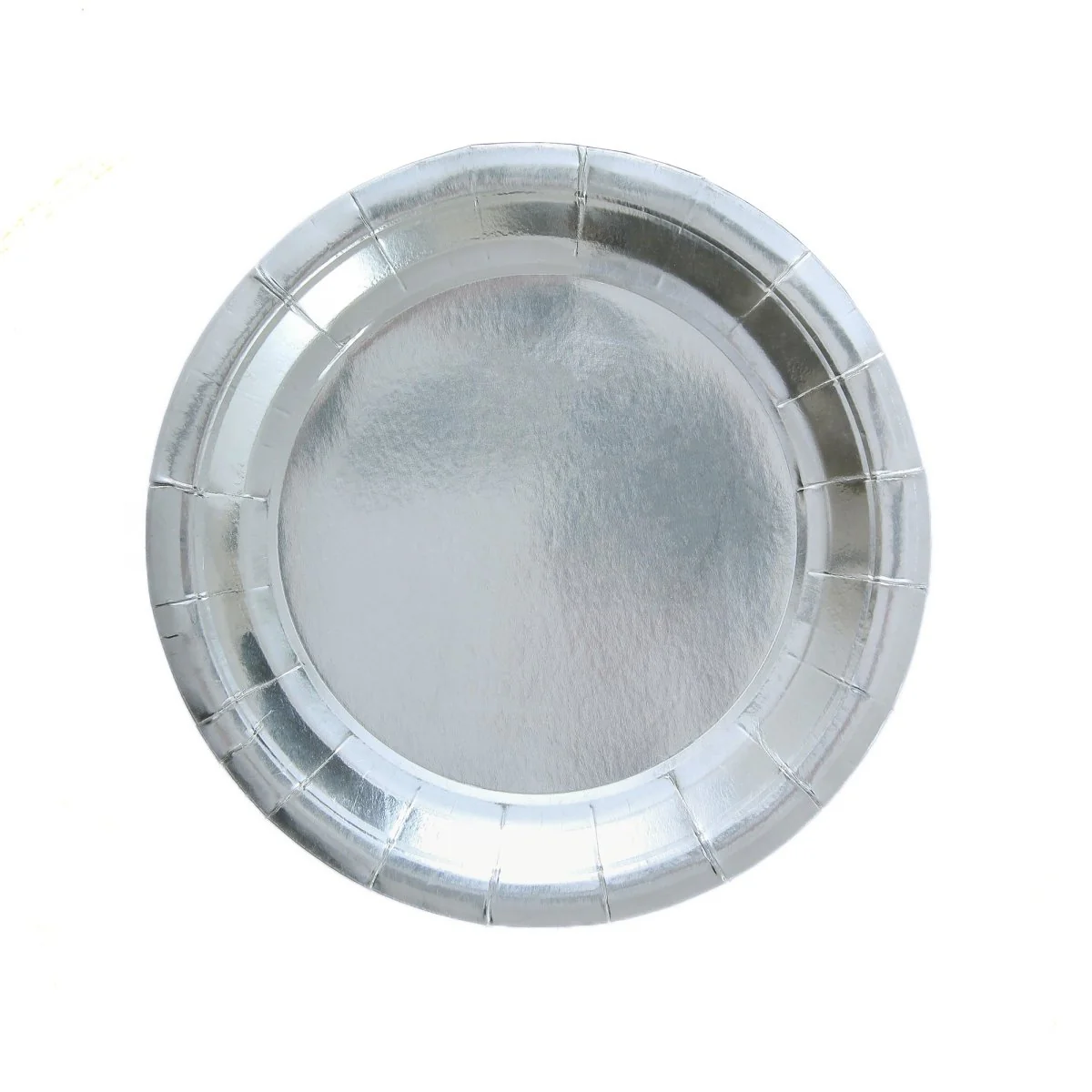 Chrome Silver Small Round Dessert Paper Plates, 7 Inches, 8 Count