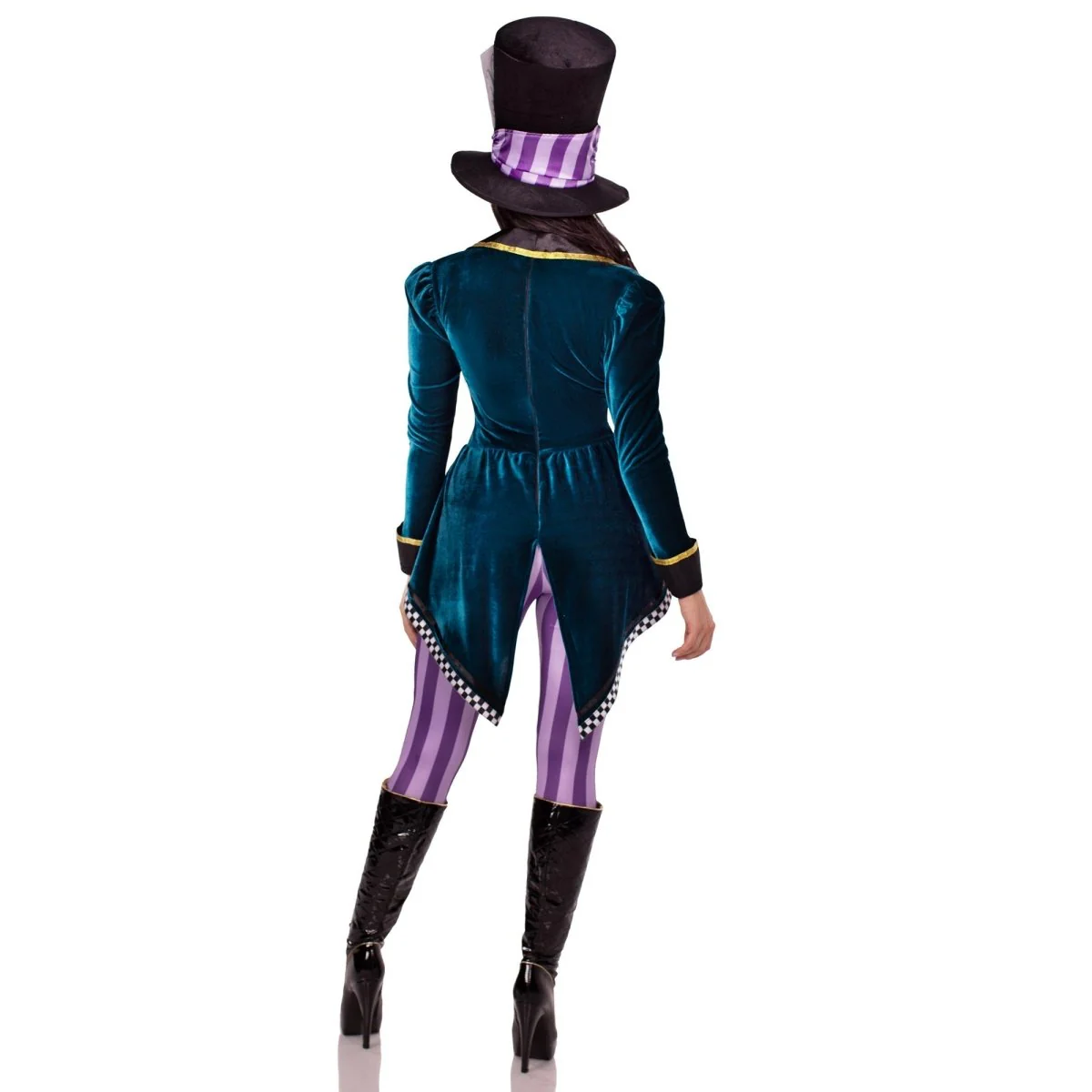 Classic Mad Hatter Costume for Adults, Jumpsuit, Bow Tie and Hat - Image 2