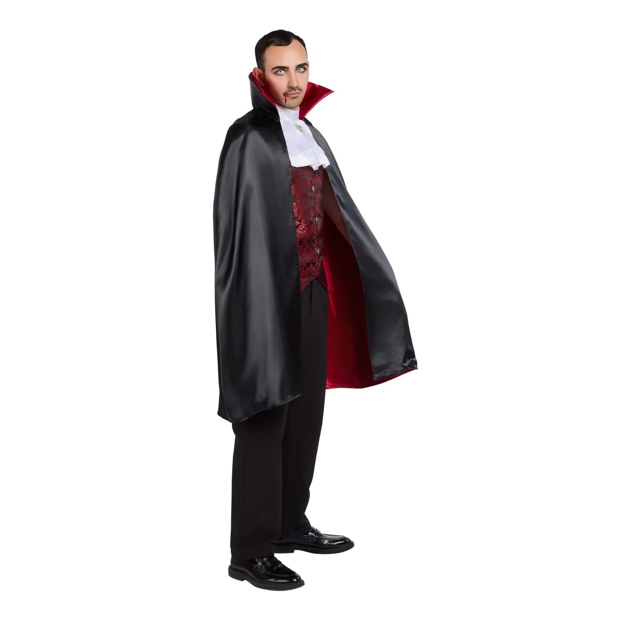 Classic Vampire Costume for Adults, Vest, Tie and Cape - Image 4