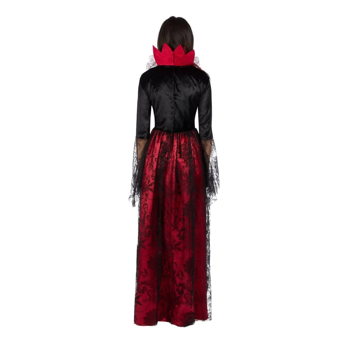Classic Vampiress Costume for Adults, Black and Red Dress - Image 4