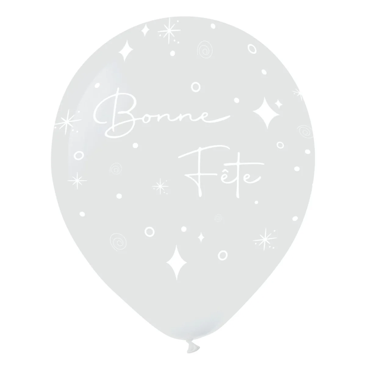 Clear "Bonne Fête" Latex Balloons, 12 Inches, 15 Count