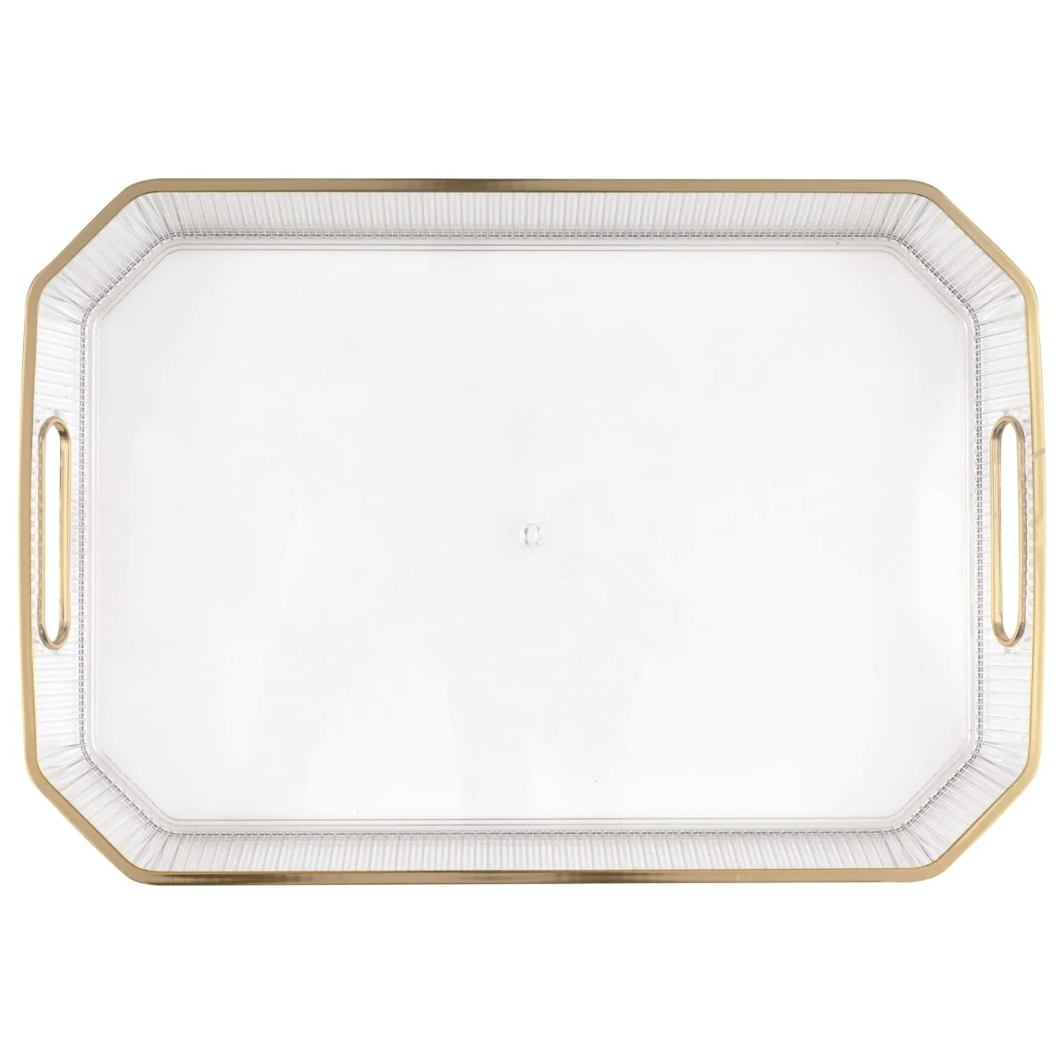 Clear Plastic Serving Tray with Gold Edge, 1 Count