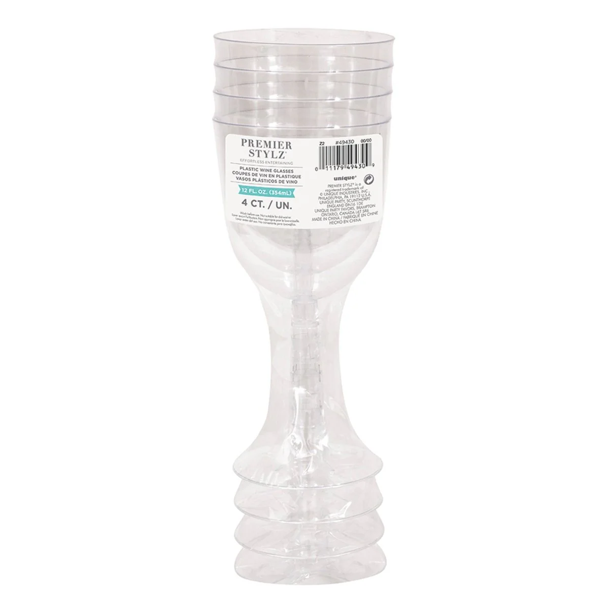 Clear Plastic Wine Glasses, 12 Oz, 4 Count - Image 2