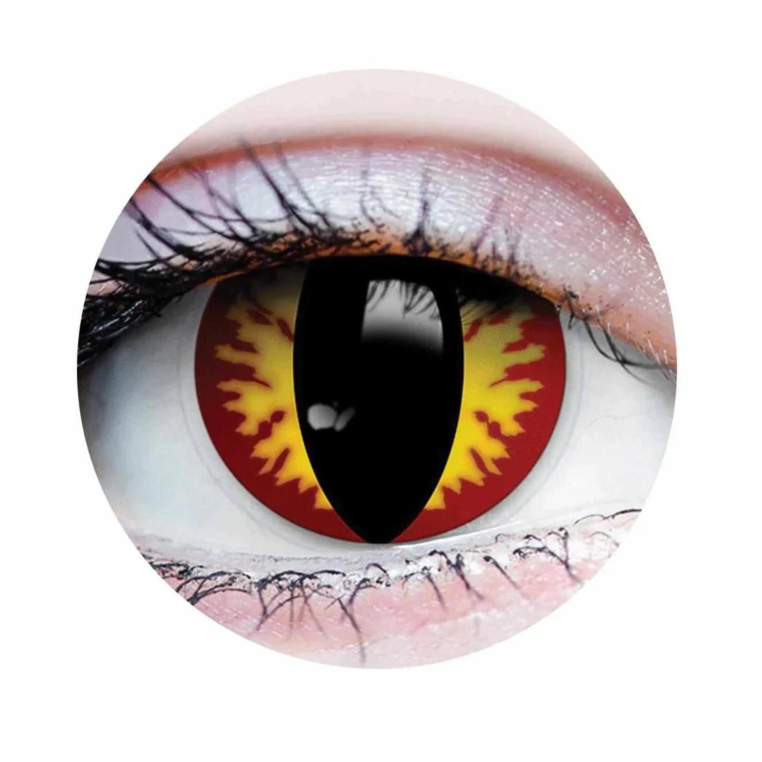 PRIMALĀ® Dragon - Red and Yellow Reptile Coloured Contact Lenses, 3 months usage