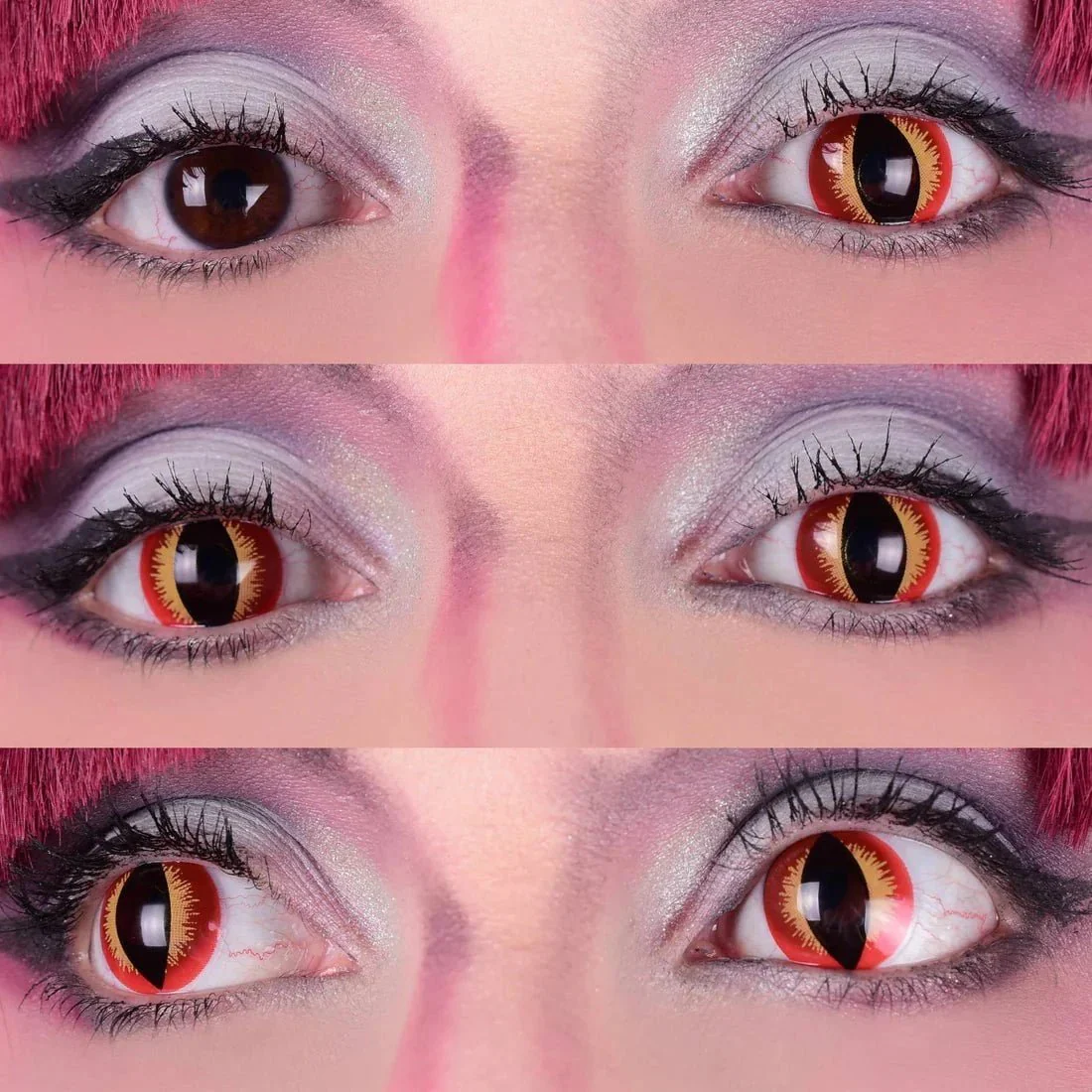 PRIMALĀ® Dragon - Red and Yellow Reptile Coloured Contact Lenses, 3 months usage - Image 4