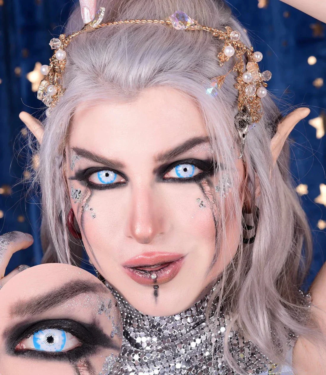 PRIMAL® Night King - White and Blue Coloured Contact Lenses, 3 months usage - Image 4