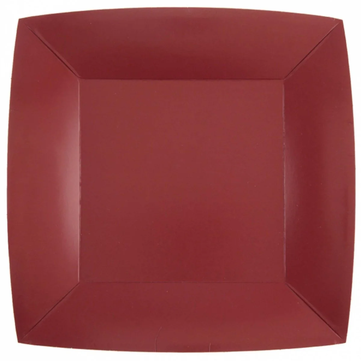 Burgundy Red Large Square Compostable Lunch Paper Plates, 9 Inches, 10 Count