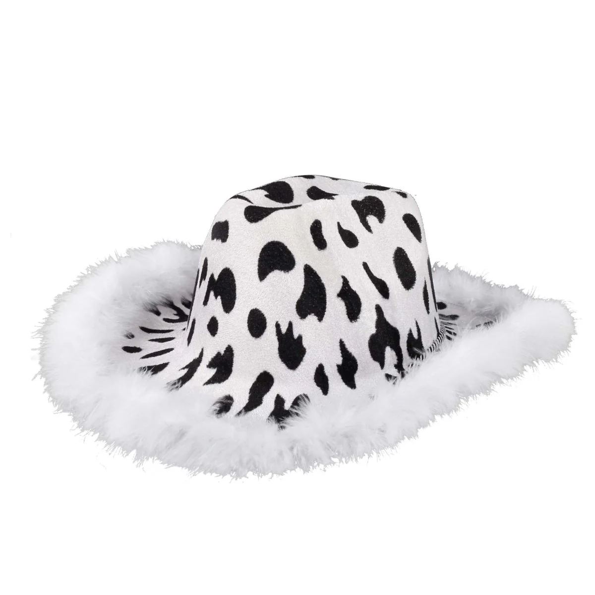Cow Print Feather Cowgirl Hat for Adults - Image 2