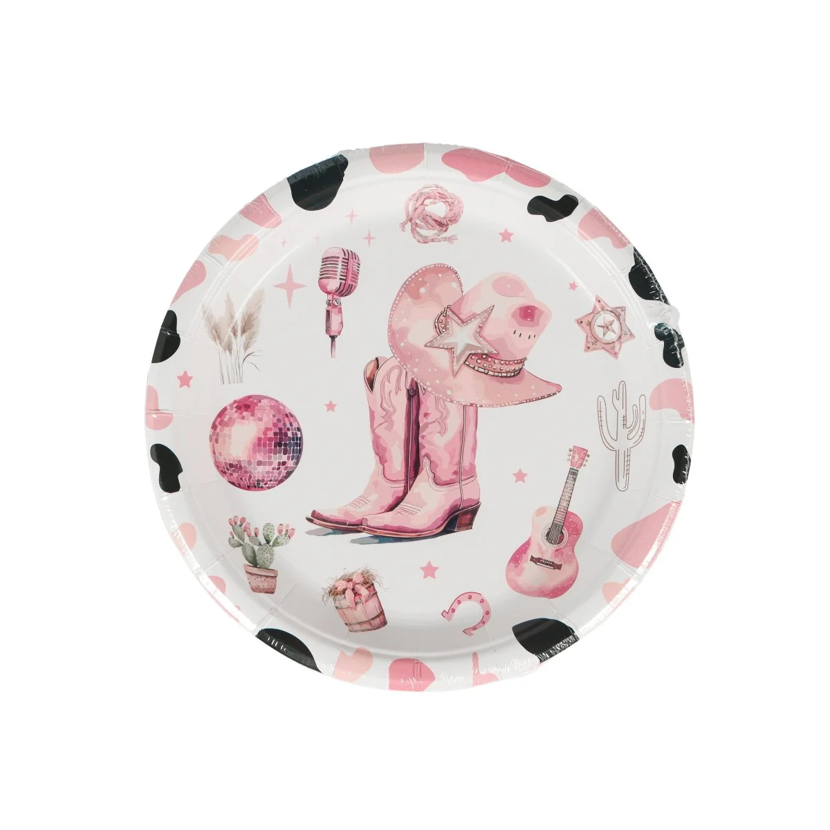 Cowgirl "Let's Go Girls" Small Round Dessert Paper Plates, 7 Inches, 8 Count