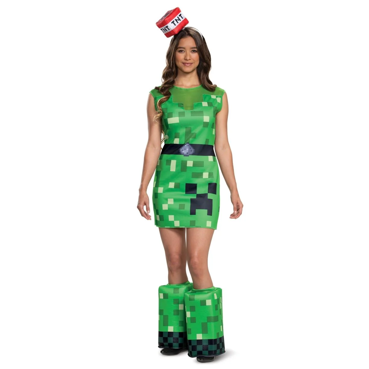 Creeper Costume for Adults, Minecraft, Dress, leg warmers and headpiece