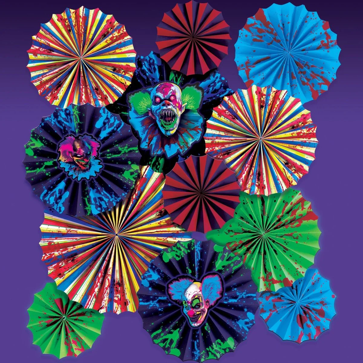Creepy Carnival Paper Fan Decoration Kit, 1 Count