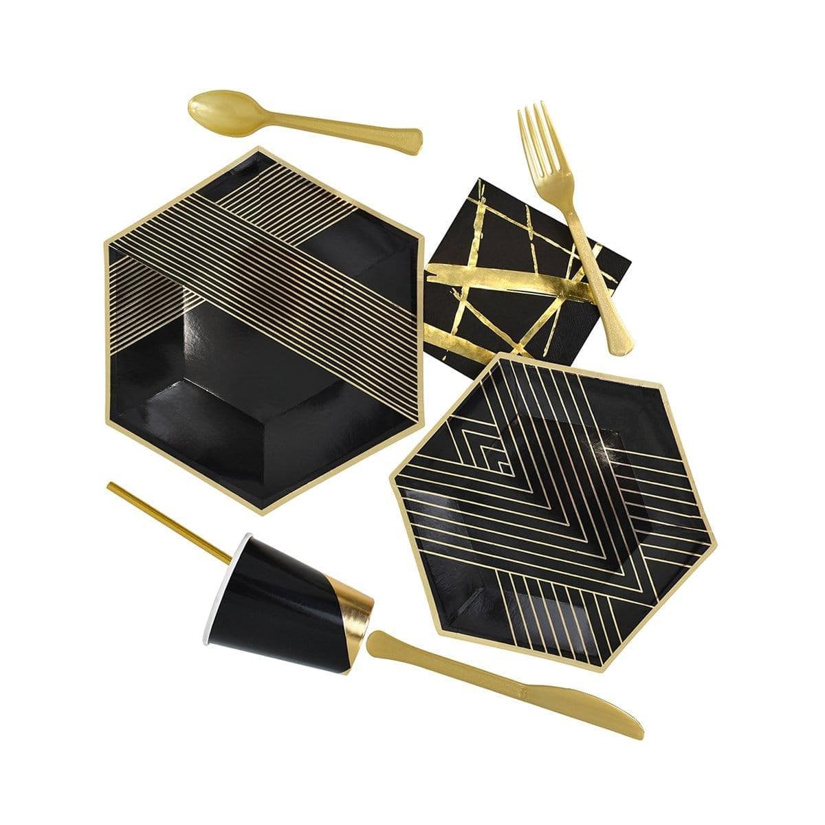 Cups 9 Oz.- Black & Gold - 8/Pk - Image 3