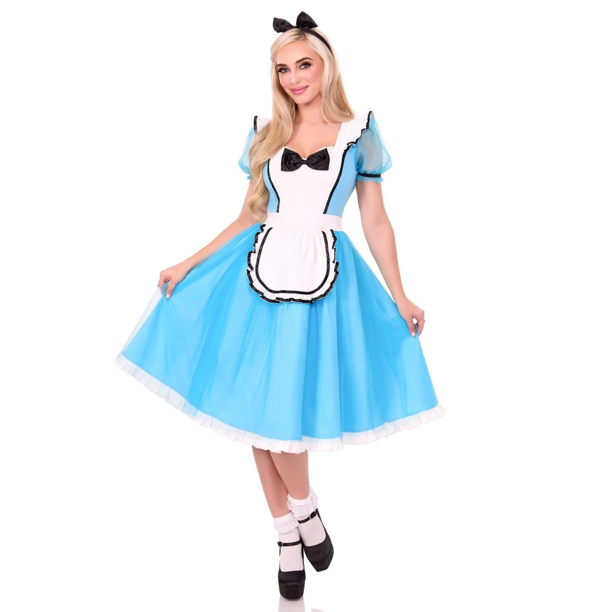 Cute Alice Costume for Adults, Blue Dress and Headband