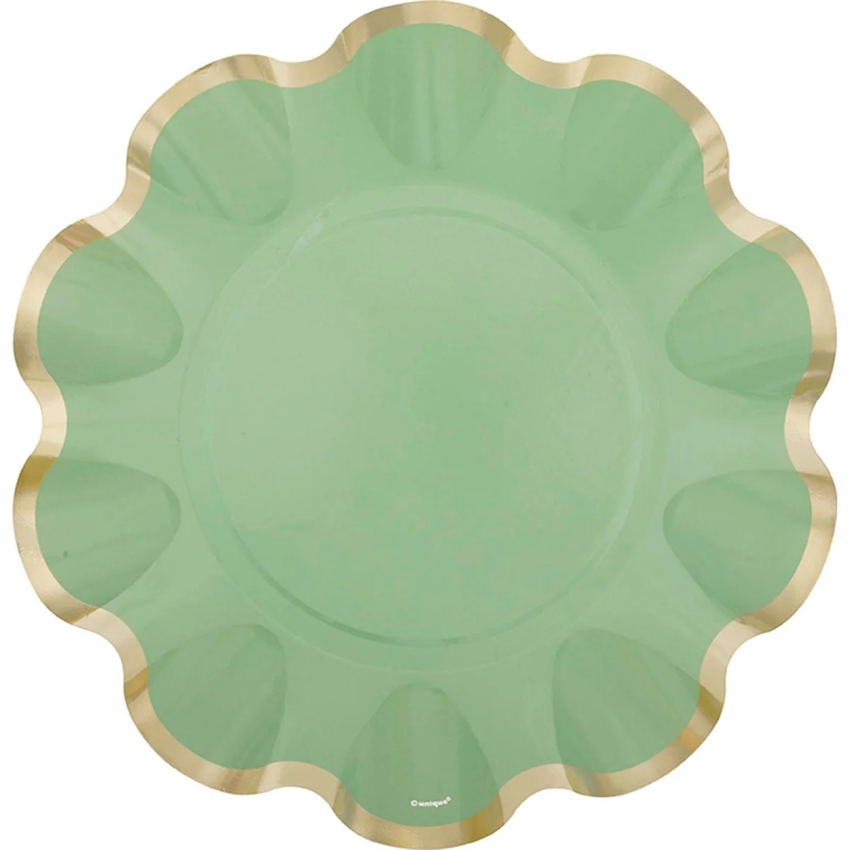 Dainty Easter Large Flower Shaped Lunch Paper Plates, Sage Green, 9 Inches, 8 Count