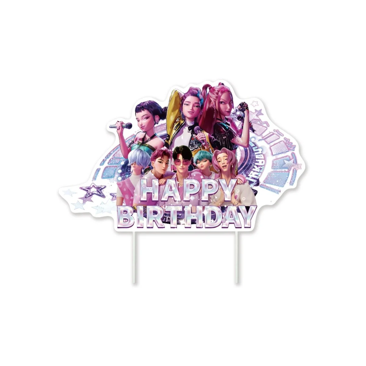 Kpop Anime Birthday Cake Topper, Demon Hunter Inspired Pop Signer, 1 Count