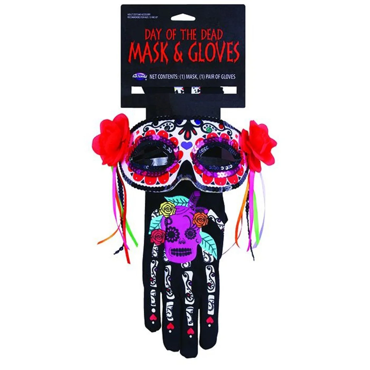 Day of the Dead Accessory Kit for Adults, Mask and Gloves - Image 2