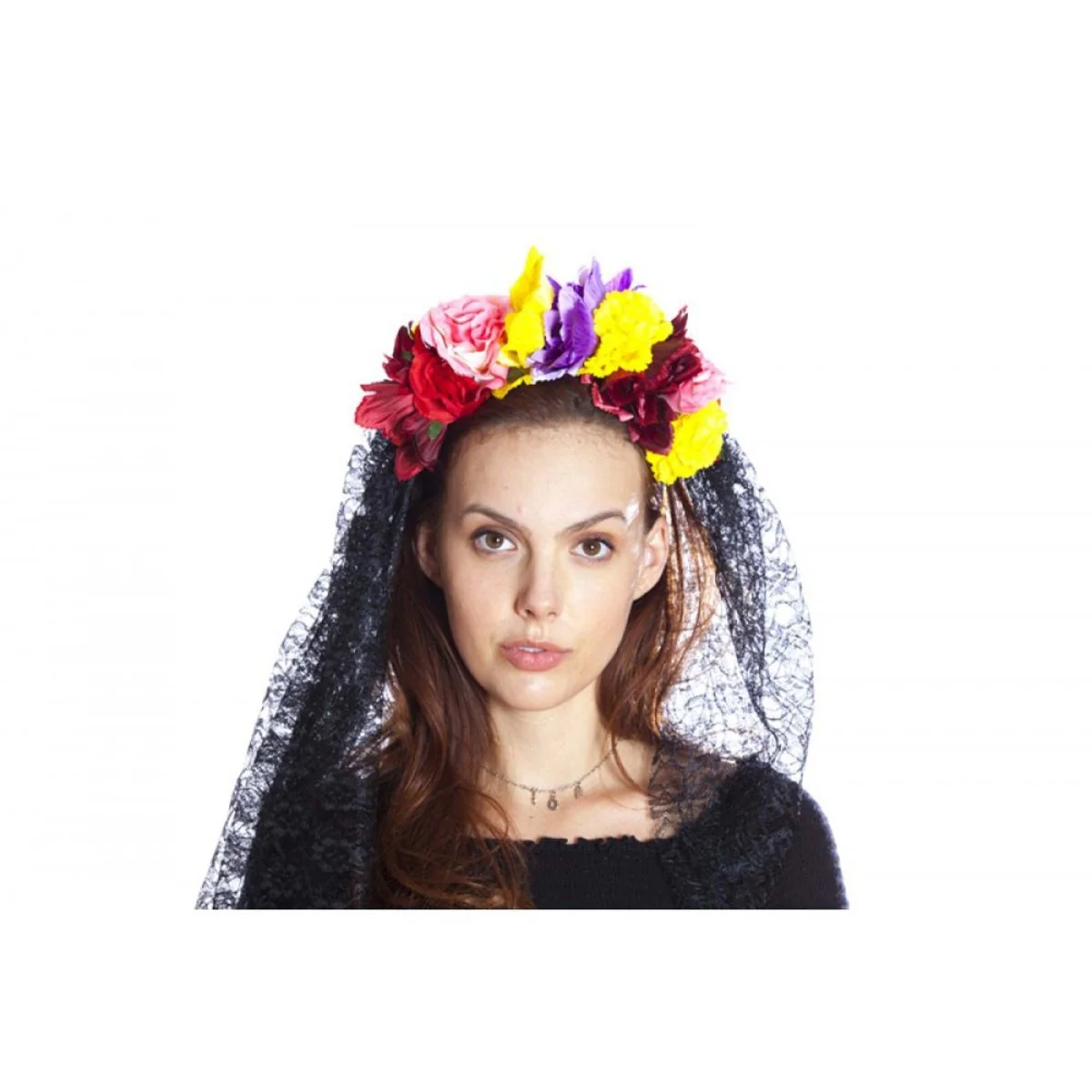 Day of the Dead Headband with Veil for Adults