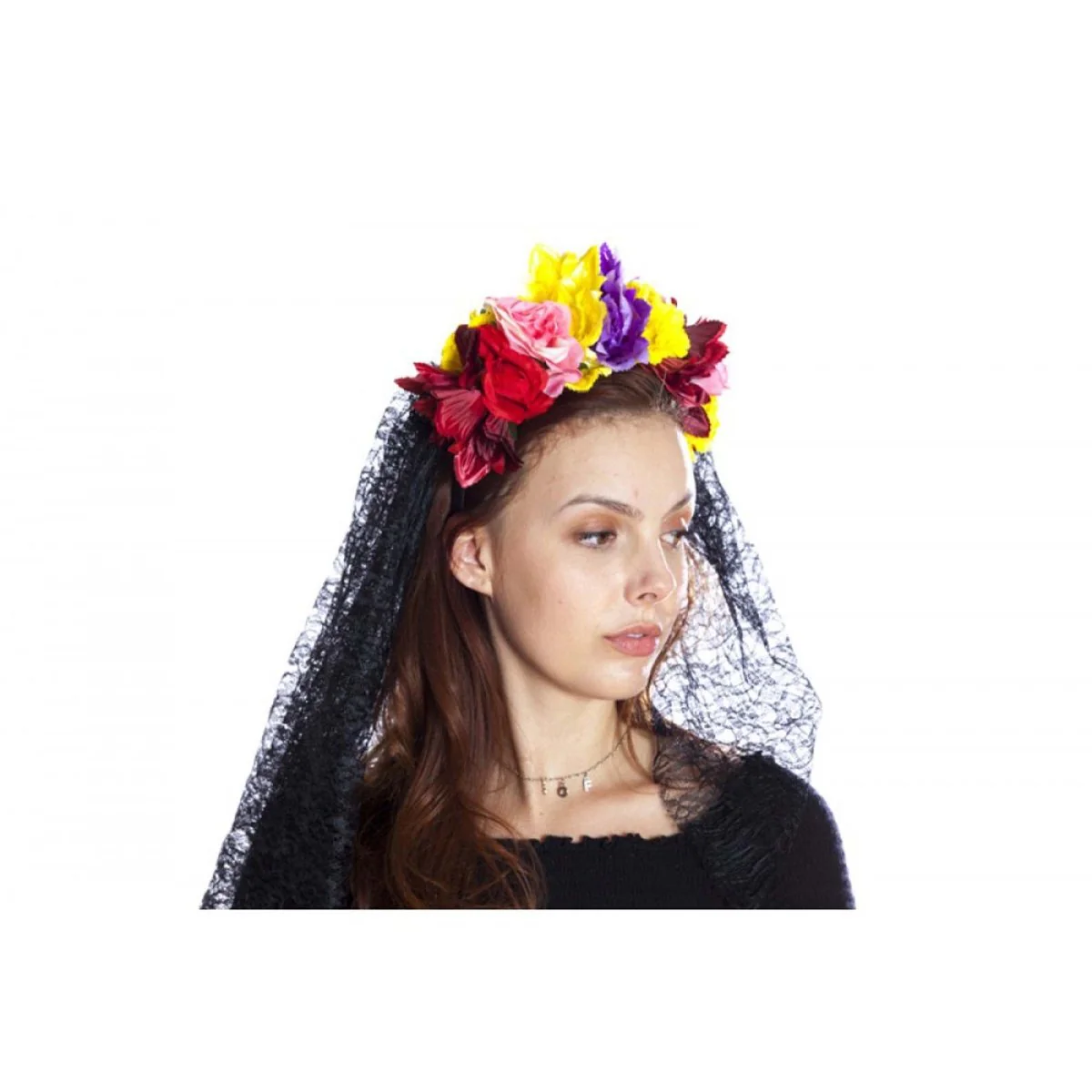 Day of the Dead Headband with Veil for Adults - Image 2