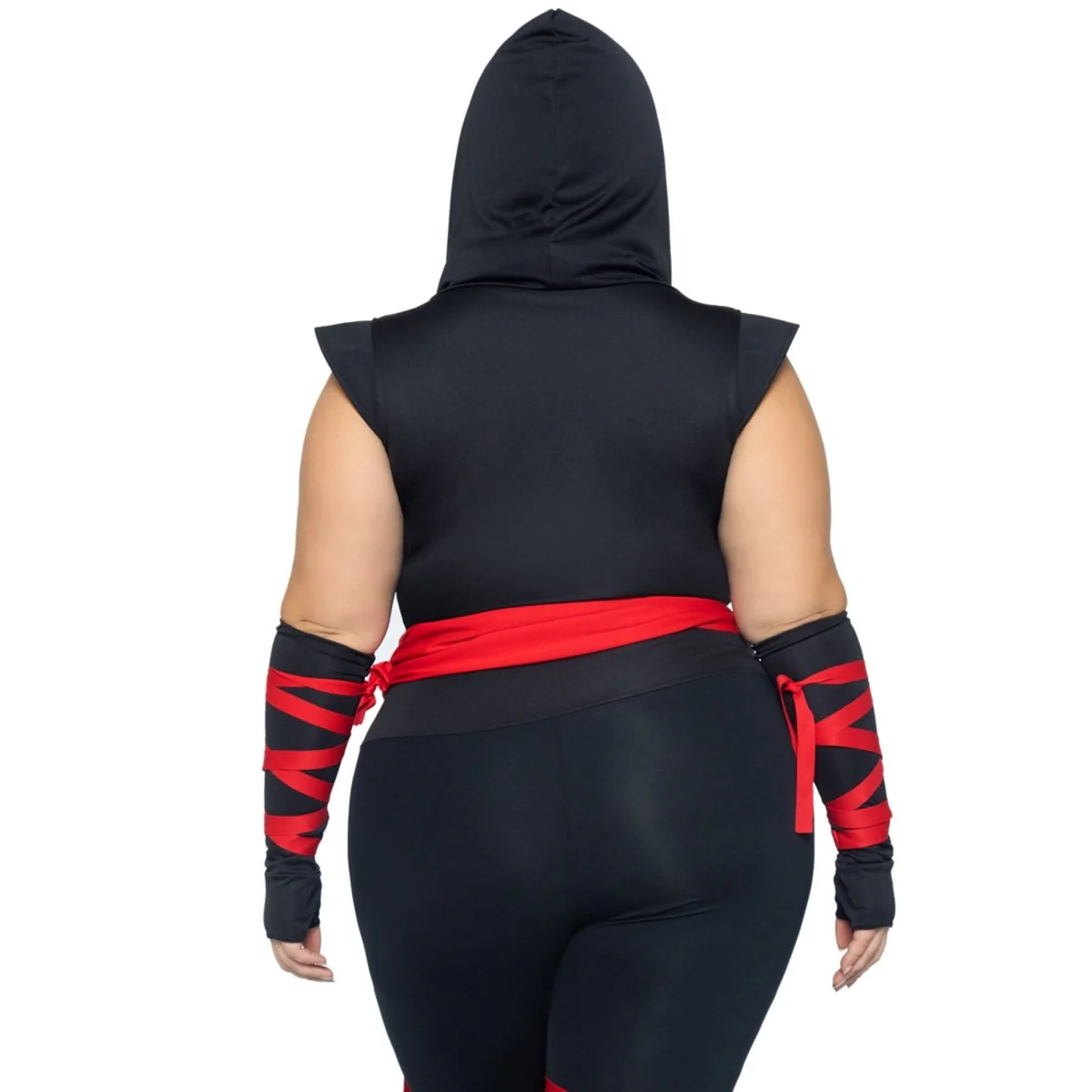 Deadly Ninja Plus Size Costume for Adults, Black and Red Jumpsuit - Image 3