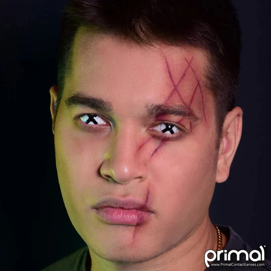 PRIMAL® Deadman I - Black & White Coloured Contact Lenses, 3 Month Usage - Image 4