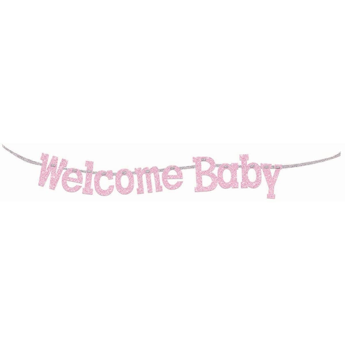 Pink Welcome Baby diamond banner