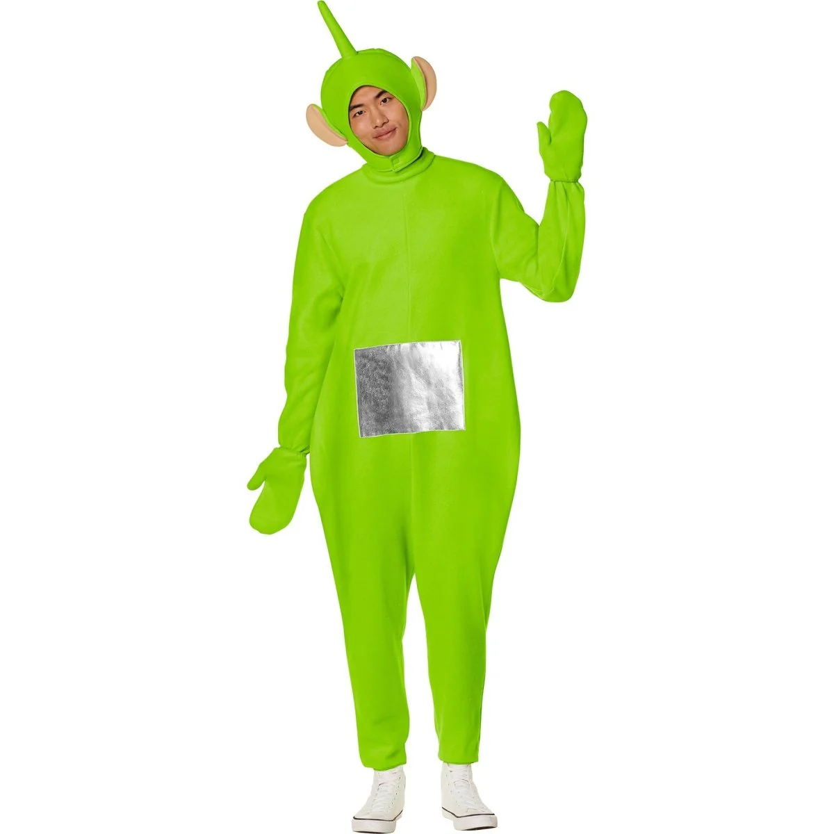 Teletubbies Dipsy Costume for Adults, Green Jumpsuit With Hood