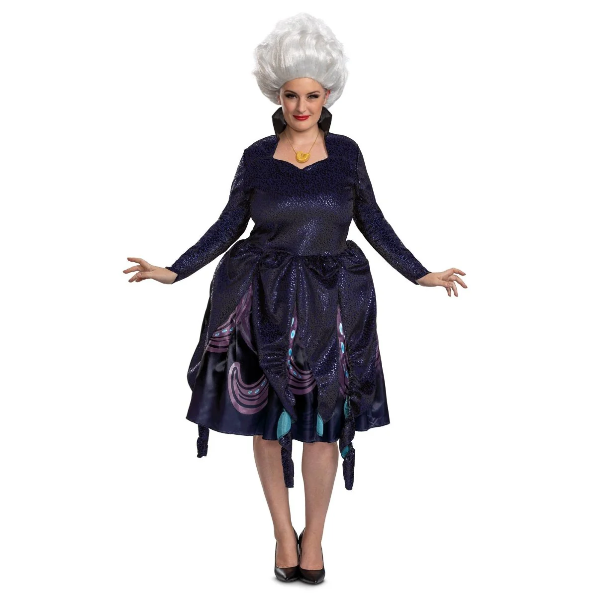 Disney Little Mermaid Ursula Deluxe Dress Costume for Adults, Sparking Black and Purple Dress