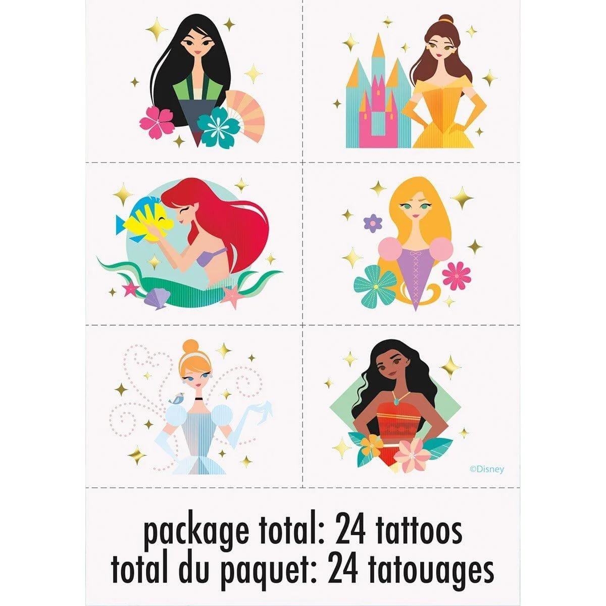 Disney Princess Tattoo Sheets, 4 Count - Image 2