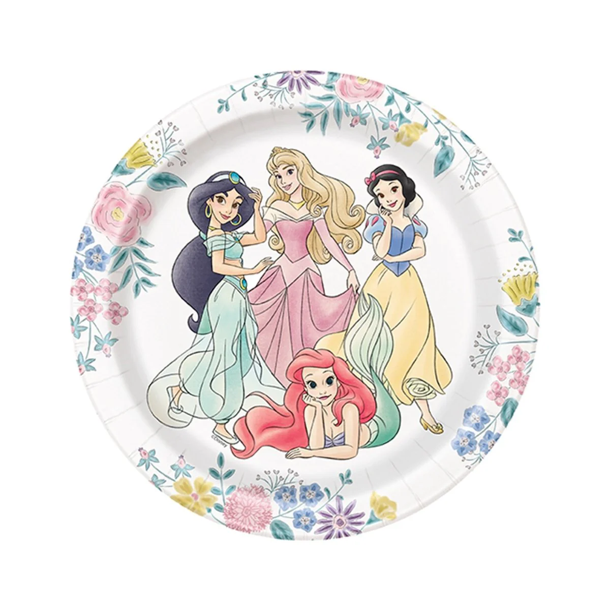 Disney Princesses Birthday Small Round Dessert Paper Plates, 7 Inches, 8 Count