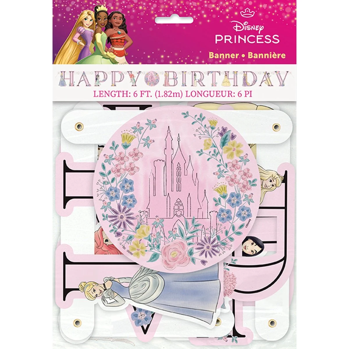 Disney Princesses Happy Birthday Paper Jointed Banner, 72 Inches, 1 Count - Image 2