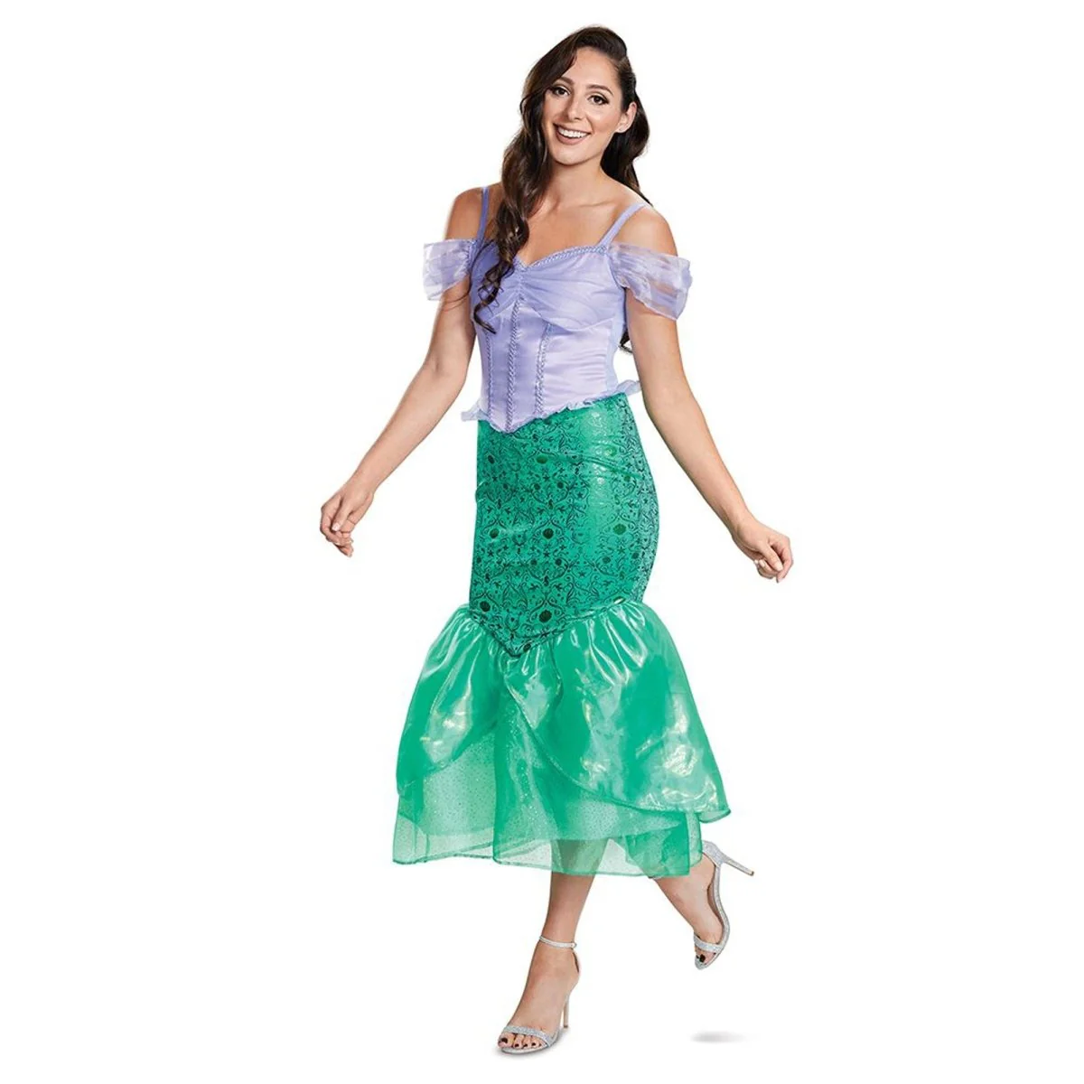 The Little Mermaid Ariel Deluxe Costume for Adults, Disney, Green and Purple Dress