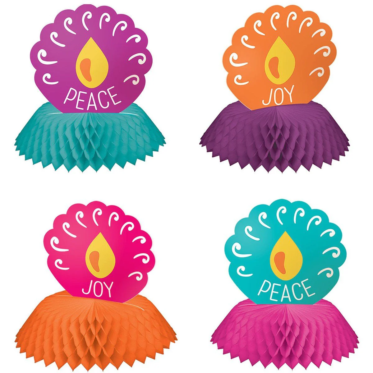 Diwali Honeycomb Centerpieces, 4 Count