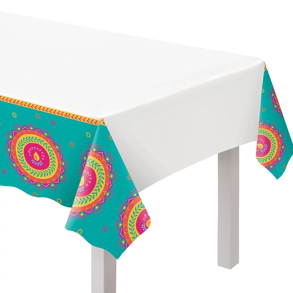 Diwali Party Rectangular Plastic Table Cover, 54 x 102 Inches