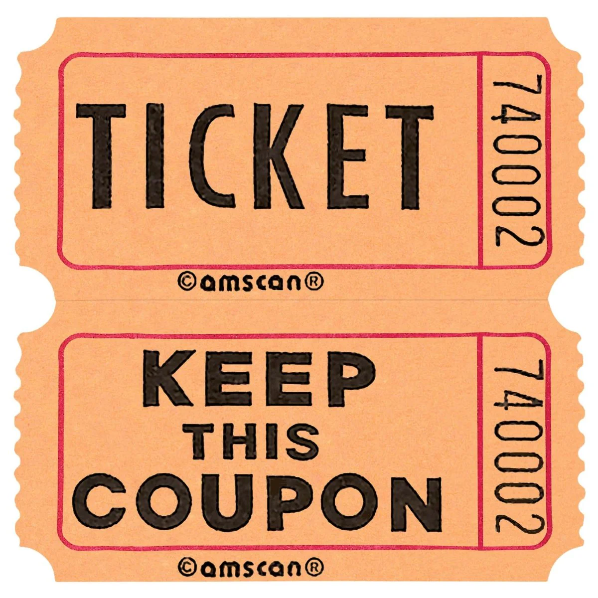 Double Ticket Roll, Orange, 2000 Count
