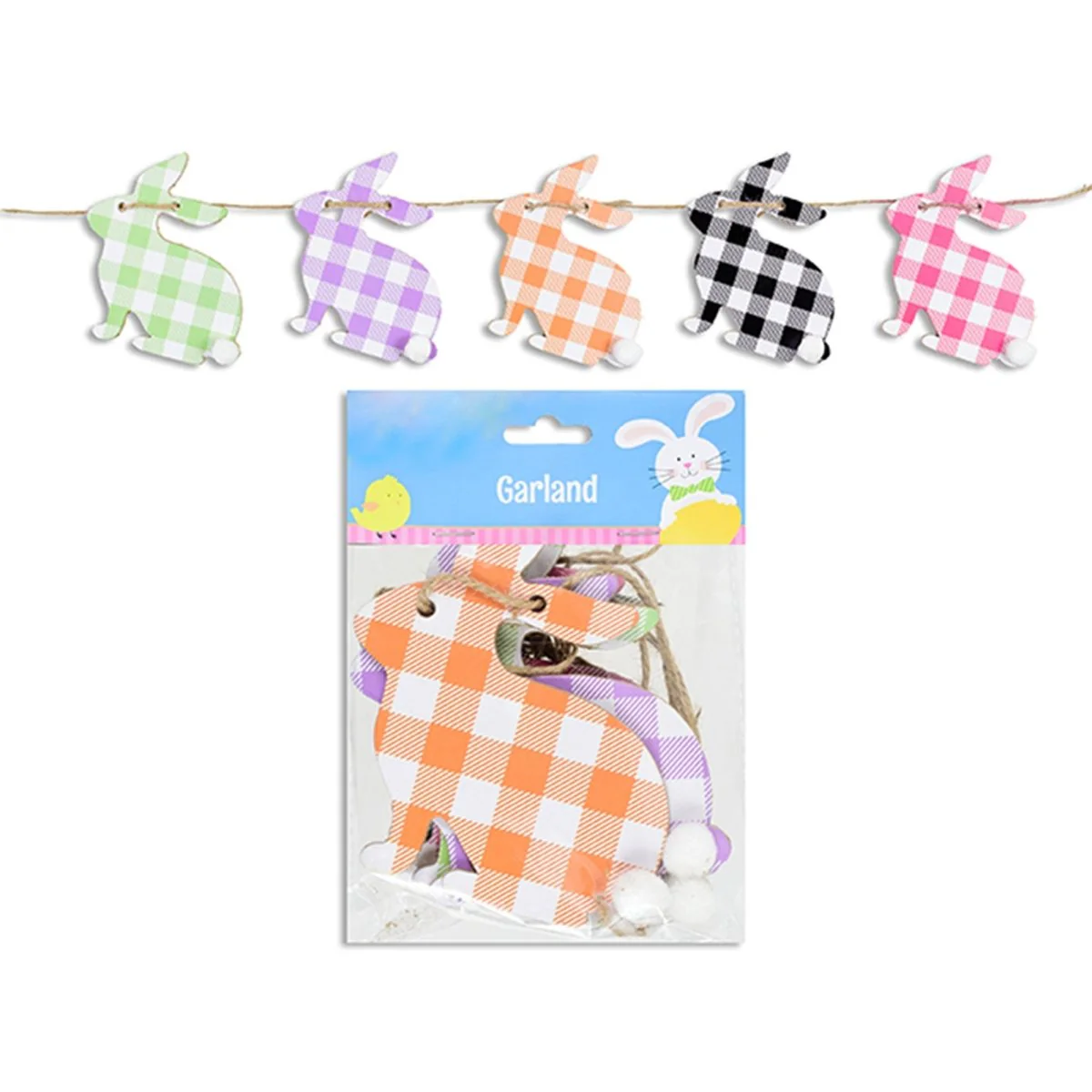 Easter Gingham Die-Cut Garland, 72 Inches, 1 Count