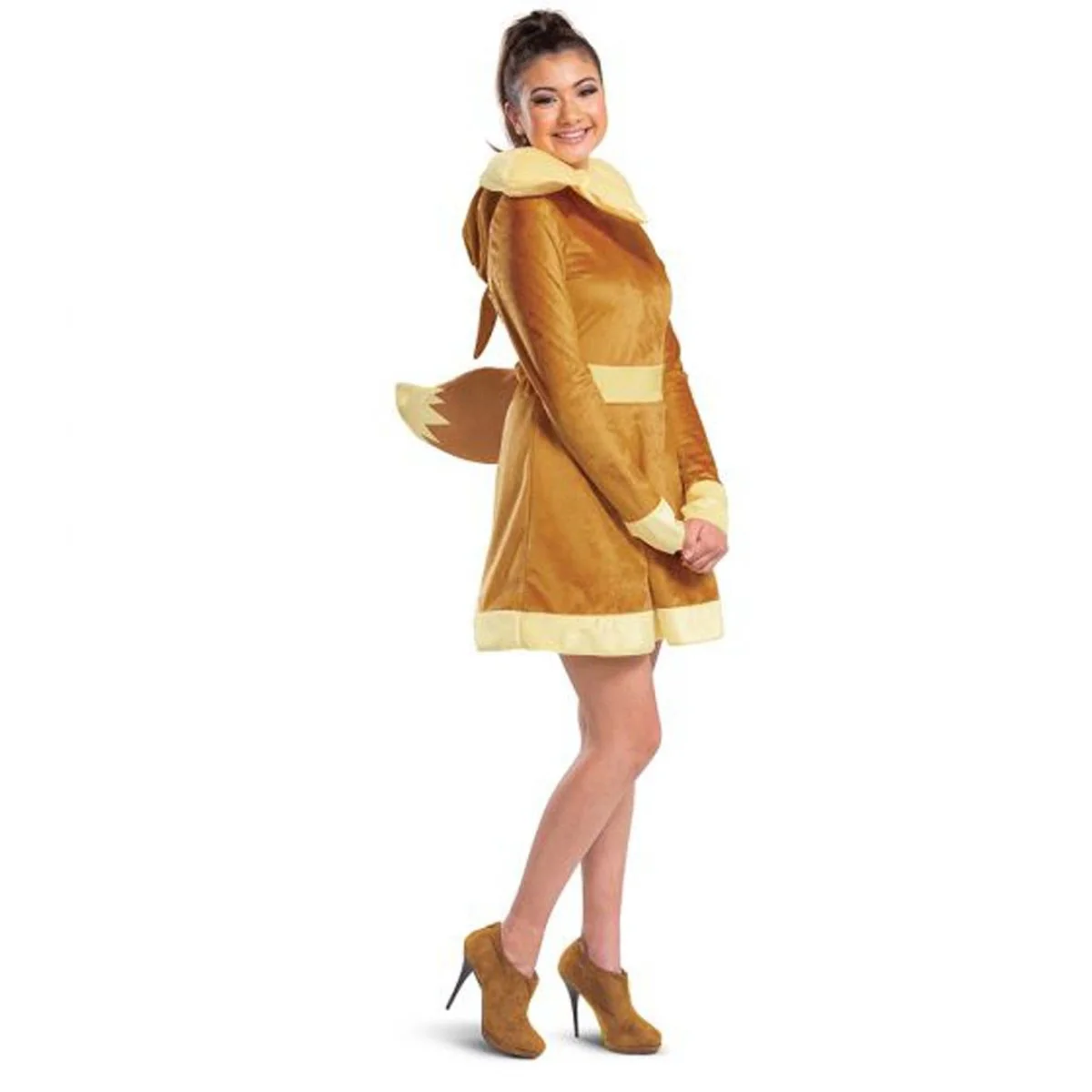 Pokémon Eevee Deluxe Costume for Adults, Brown Hooded Dress - Image 2