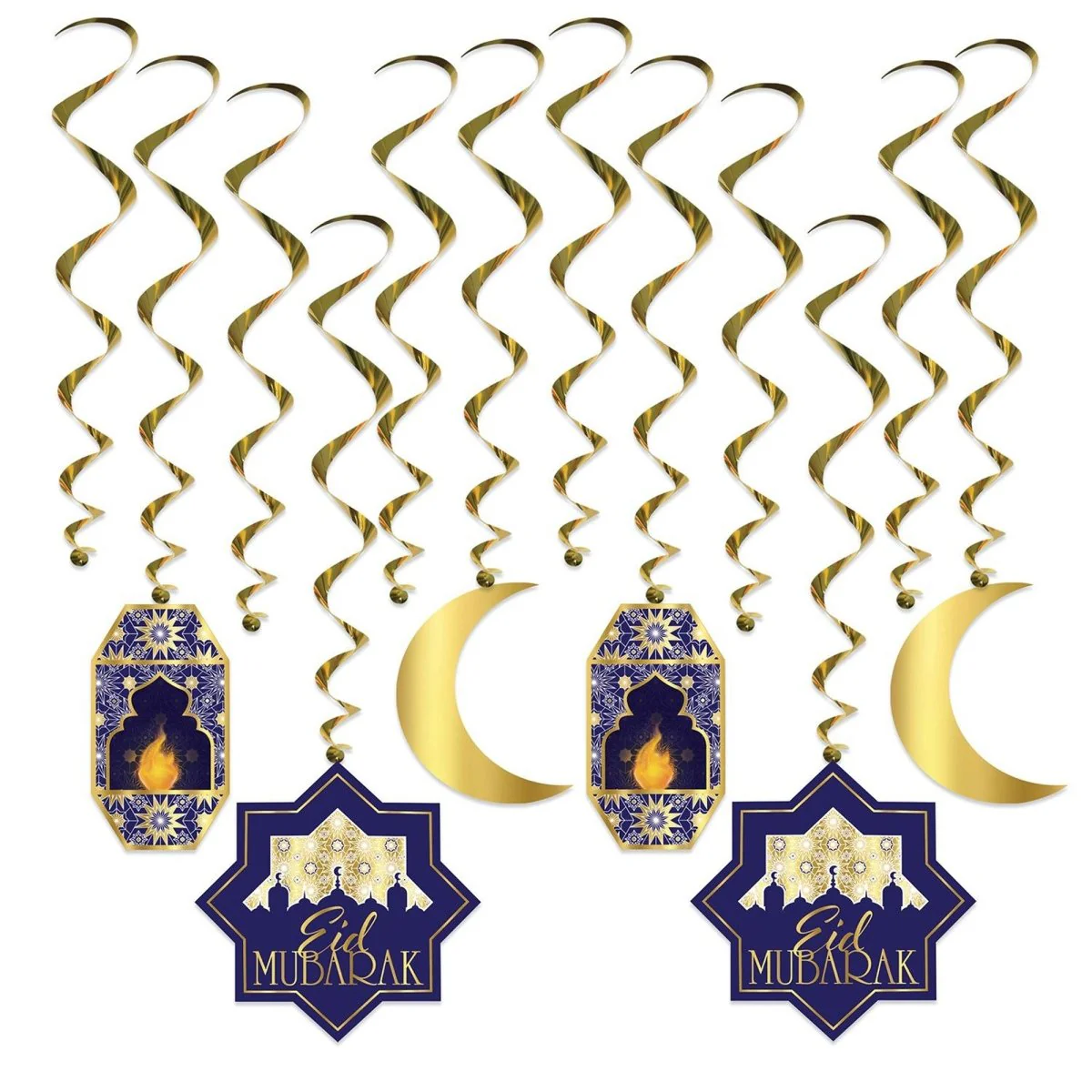Eid Spiral Decoration Kit with Cutouts, 12 Count