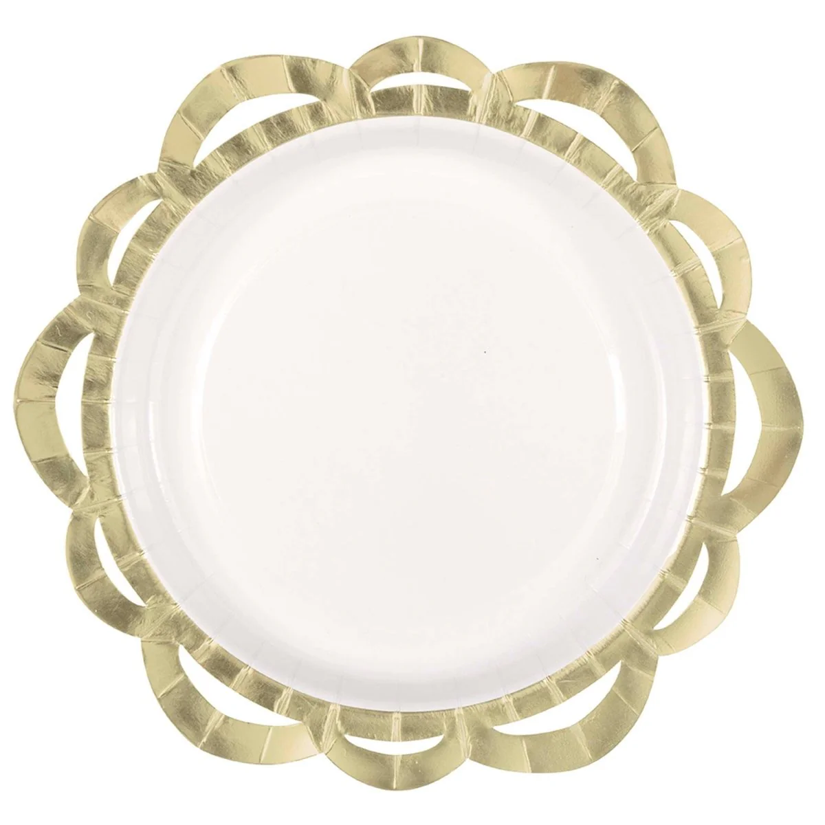 Elegant Valentine Large White Flower Shaped Lunch Paper Plates, 9 Inches, 8 Count