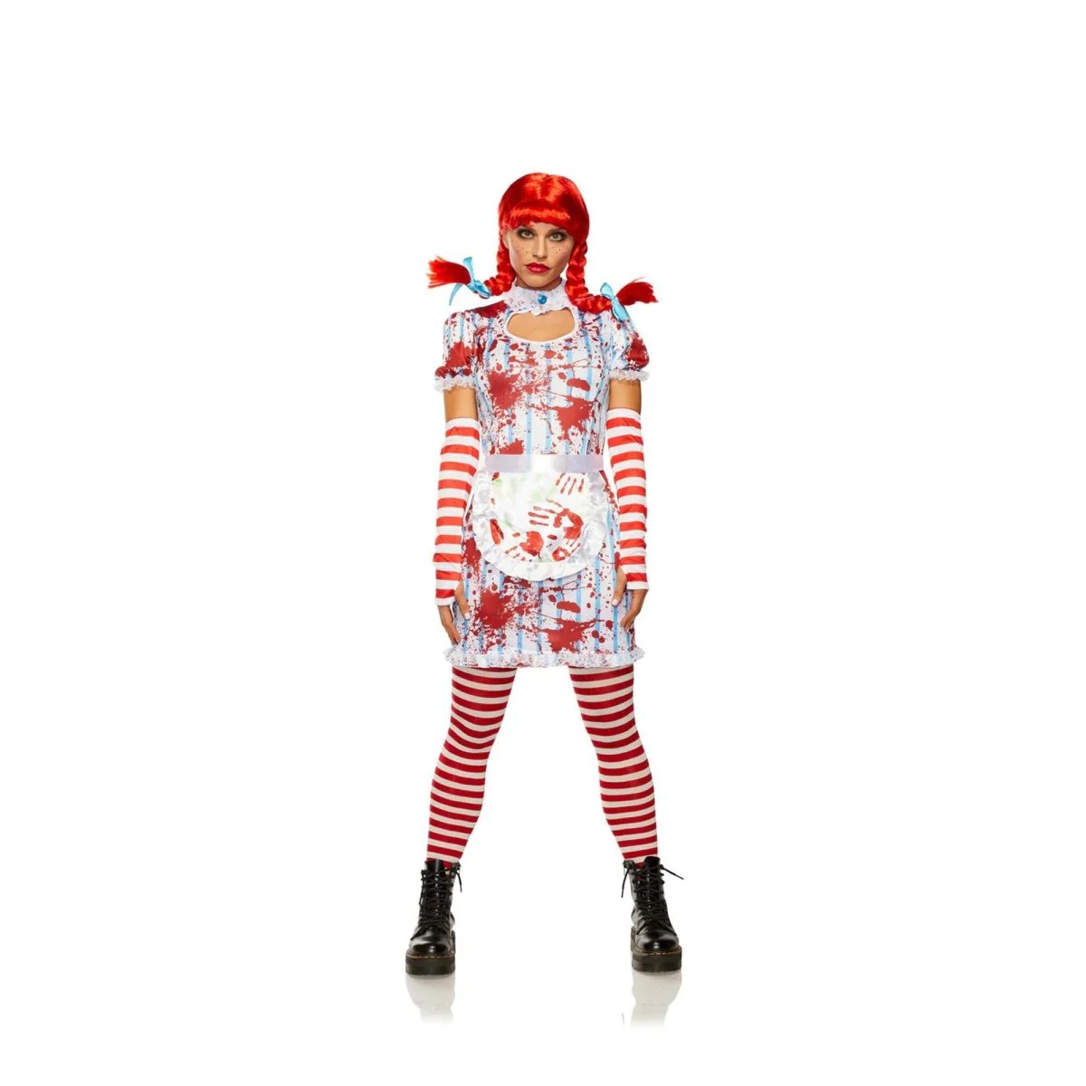 Evil Fast Food Girl Costume for Adults, Bloodstained Dress