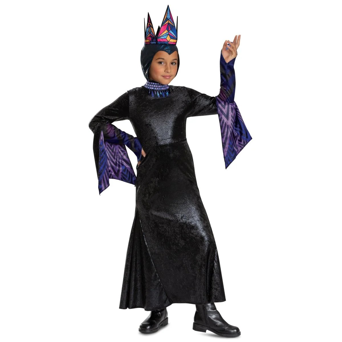 Evil Queen Deluxe Costume for Kids, Snow White, Dress and Hood with Crown - Image 2